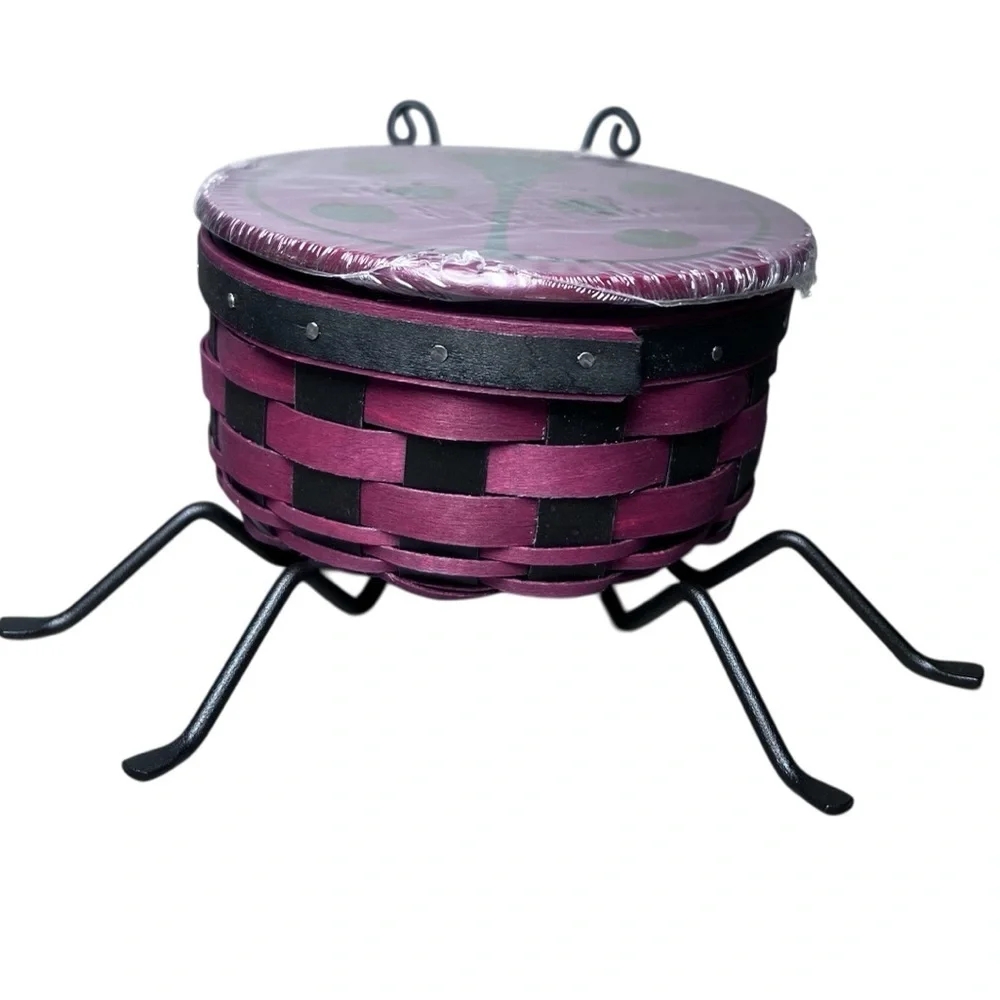 Longaberger NIB 2009 Collectors Club Little Ladybug Combo wrought iron‎ legs lid
